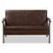 Baxton Studio Bianca Walnut Wood Dark Brown Distressed Faux Leather 2-Seater 140-7545 - alternate 8